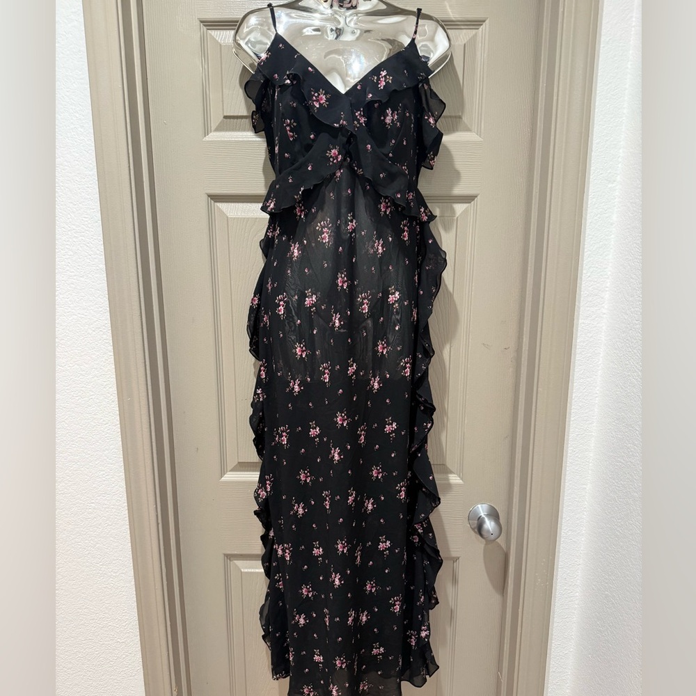 Victoria's Secret Black Floral Backless Dress